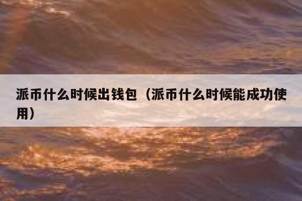 派币什么时候出钱包（派币什么时候能成功使用） 第1张