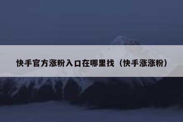 快手官方涨粉入口在哪里找（快手涨涨粉） 第1张