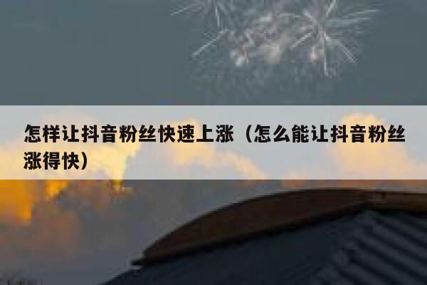 怎样让抖音粉丝快速上涨(怎么能让抖音粉丝涨得快) 第1张 怎样让抖音粉丝快速上涨(怎么能让抖音粉丝涨得快) 第1张
