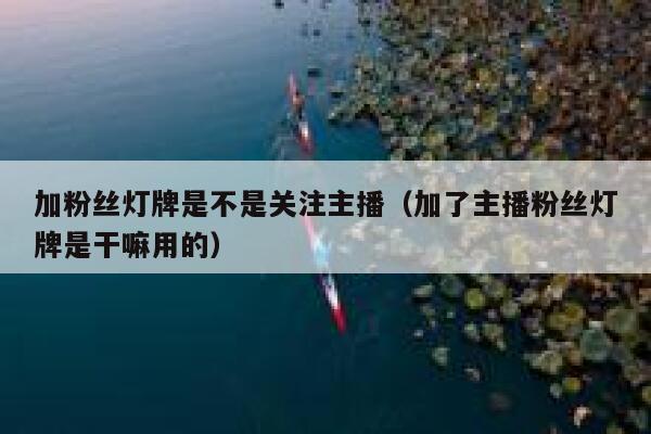 加粉丝灯牌是不是关注主播（加了主播粉丝灯牌是干嘛用的） 第1张
