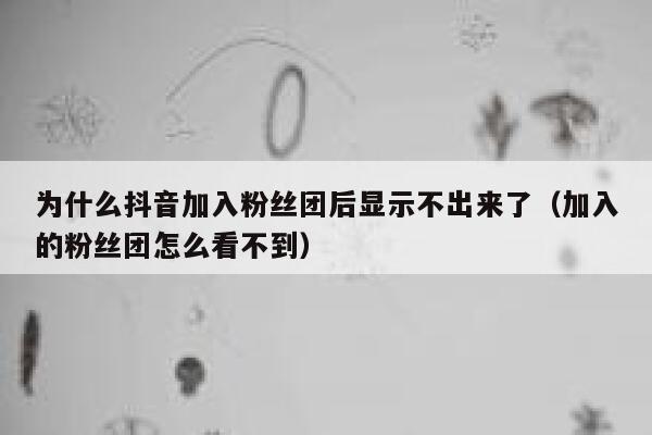 为什么抖音加入粉丝团后显示不出来了(加入的粉丝团怎么看不到) 第1张 为什么抖音加入粉丝团后显示不出来了(加入的粉丝团怎么看不到) 第1张