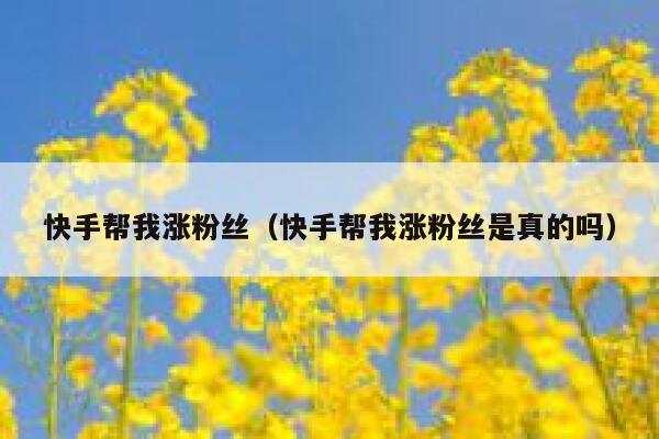 快手帮我涨粉丝（快手帮我涨粉丝是真的吗） 第1张