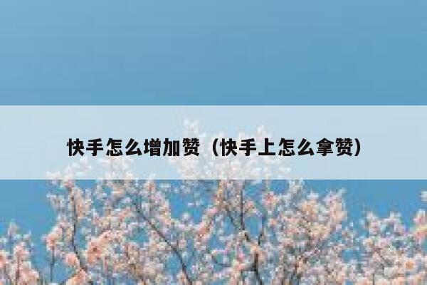 快手怎么增加赞（快手上怎么拿赞） 第1张