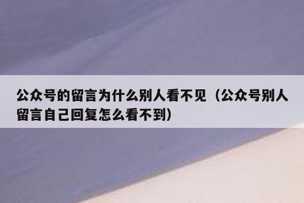 公众号的留言为什么别人看不见（公众号别人留言自己回复怎么看不到） 第1张