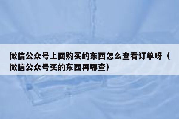 微信公众号上面购买的东西怎么查看订单呀（微信公众号买的东西再哪查） 第1张