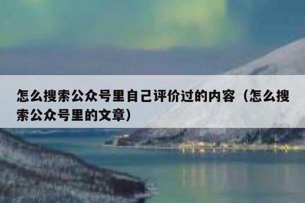 怎么搜索公众号里自己评价过的内容(怎么搜索公众号里的文章) 第1张 怎么搜索公众号里自己评价过的内容(怎么搜索公众号里的文章) 第1张