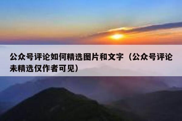 公众号评论如何精选图片和文字(公众号评论未精选仅作者可见) 第1张 公众号评论如何精选图片和文字(公众号评论未精选仅作者可见) 第1张