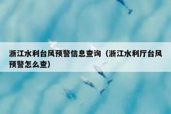 浙江水利台风预警信息查询（浙江水利厅台风预警怎么查） 第1张