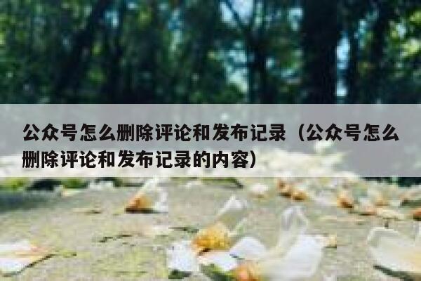 公众号怎么删除评论和发布记录（公众号怎么删除评论和发布记录的内容） 第1张