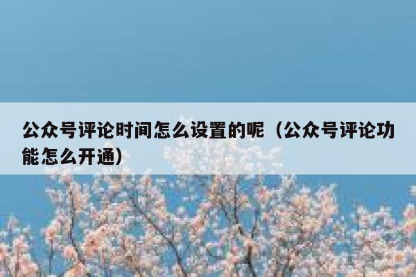 公众号评论时间怎么设置的呢（公众号评论功能怎么开通） 第1张