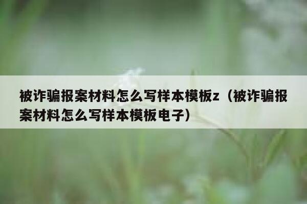 被诈骗报案材料怎么写样本模板z（被诈骗报案材料怎么写样本模板电子） 第1张