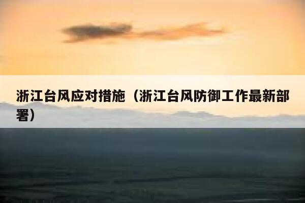 浙江台风应对措施（浙江台风防御工作最新部署） 第1张