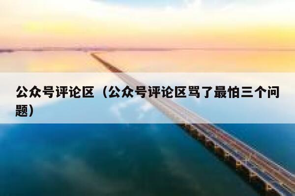 公众号评论区（公众号评论区骂了最怕三个问题） 第1张