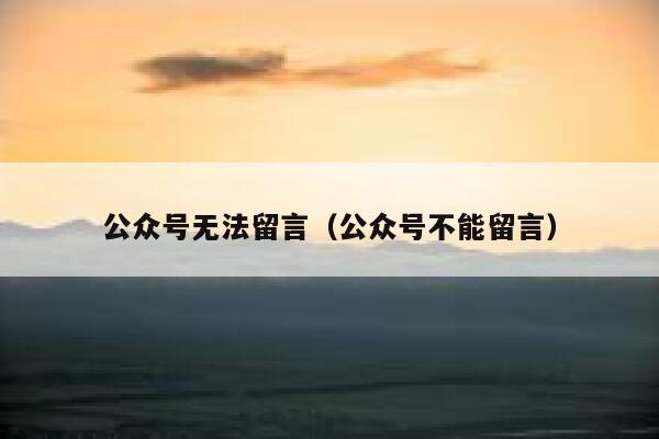 公众号无法留言(公众号不能留言) 第1张 公众号无法留言(公众号不能留言) 第1张