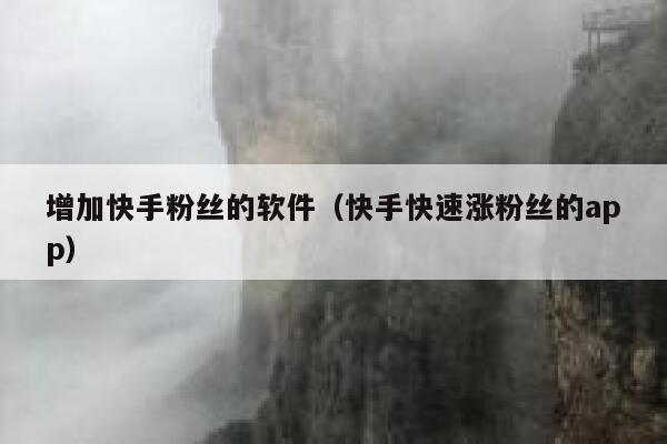 增加快手粉丝的软件（快手快速涨粉丝的app） 第1张