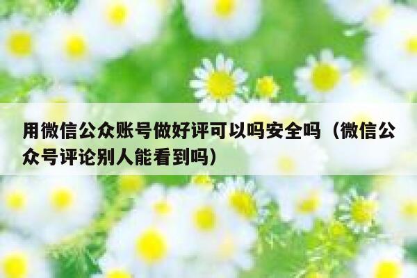 用微信公众账号做好评可以吗安全吗（微信公众号评论别人能看到吗） 第1张
