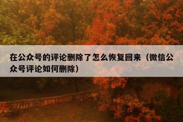 在公众号的评论删除了怎么恢复回来（微信公众号评论如何删除） 第1张