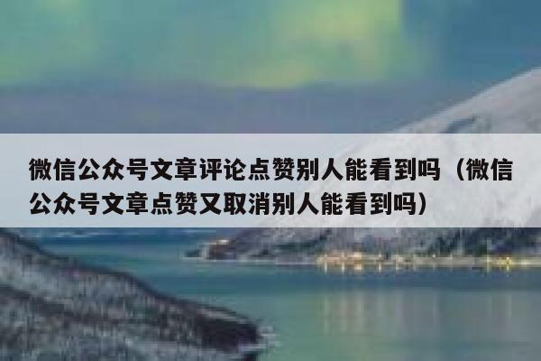 微信公众号文章评论点赞别人能看到吗（微信公众号文章点赞又取消别人能看到吗） 第1张
