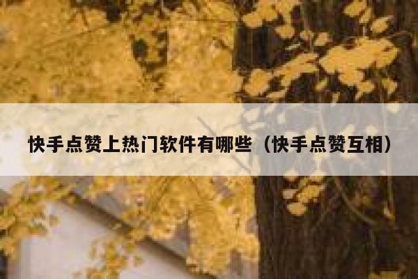 快手点赞上热门软件有哪些（快手点赞互相） 第1张