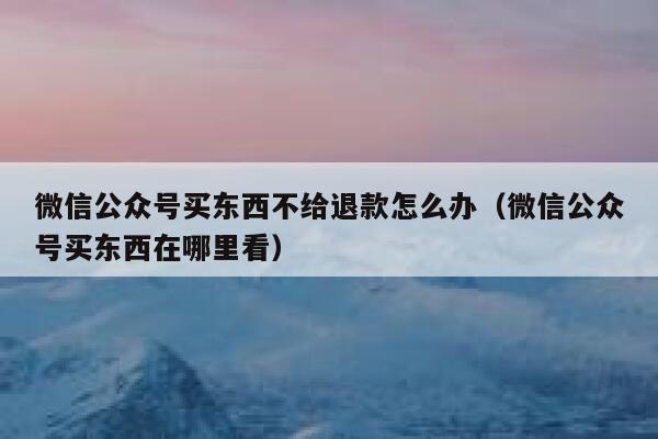 微信公众号买东西不给退款怎么办（微信公众号买东西在哪里看） 第1张