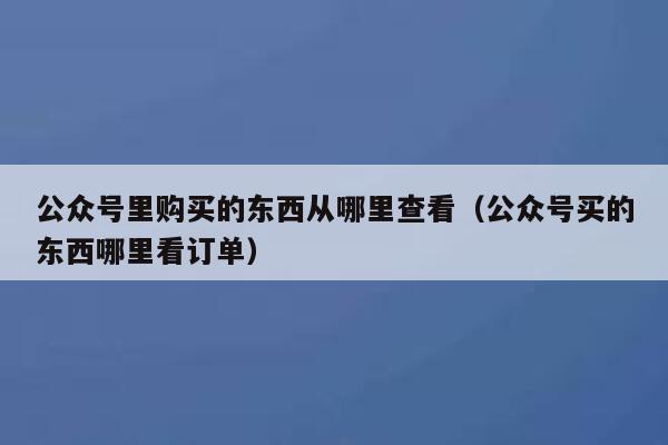 公众号里购买的东西从哪里查看(公众号买的东西哪里看订单) 第1张 公众号里购买的东西从哪里查看(公众号买的东西哪里看订单) 第1张