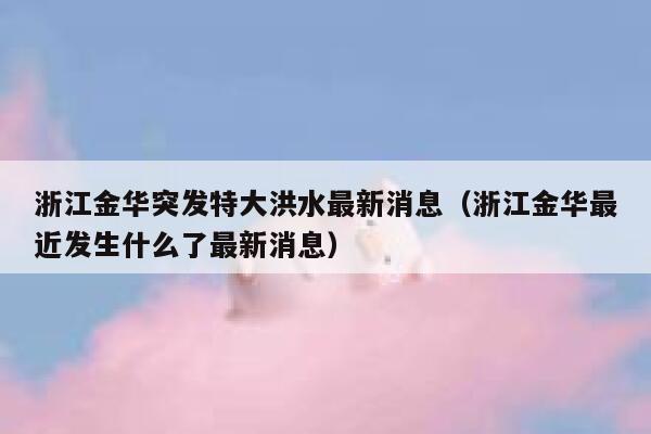 浙江金华突发特大洪水最新消息（浙江金华最近发生什么了最新消息） 第1张